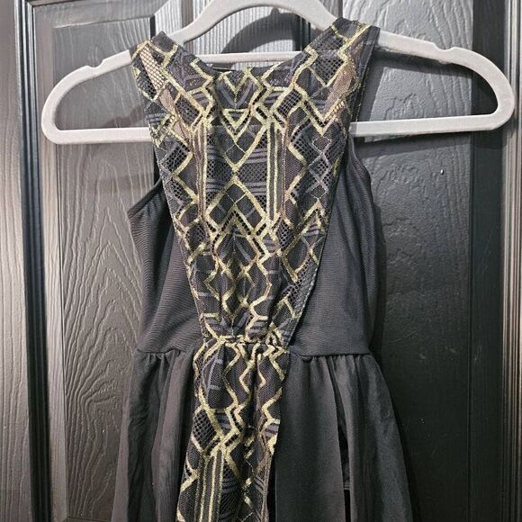 Weissman NWOT intermediate child dance costume black gold lyrical contemporary - Picture 1 of 11